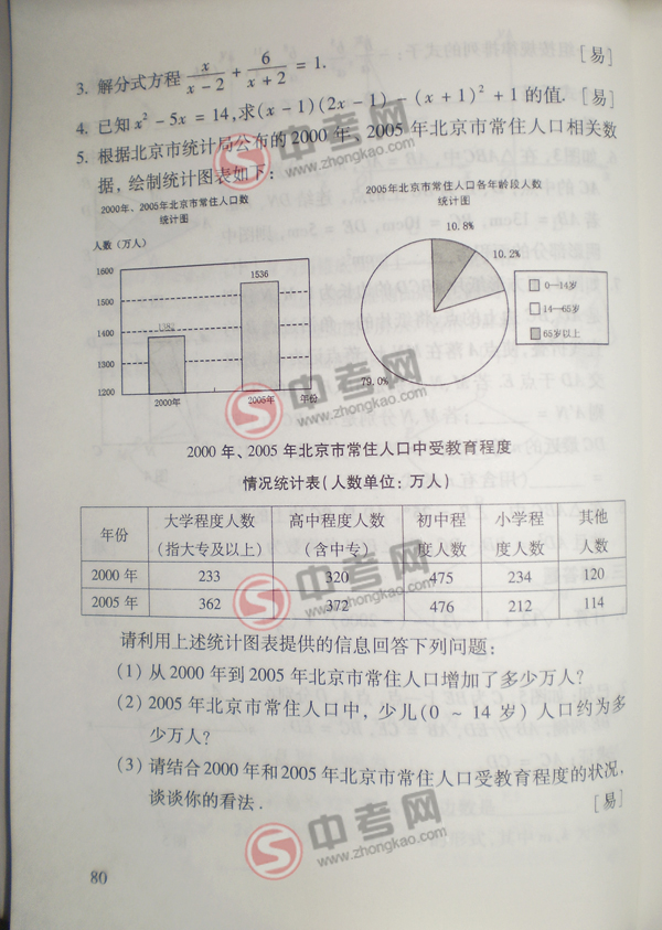 2010年北京中考说明数学-题型示例练习4