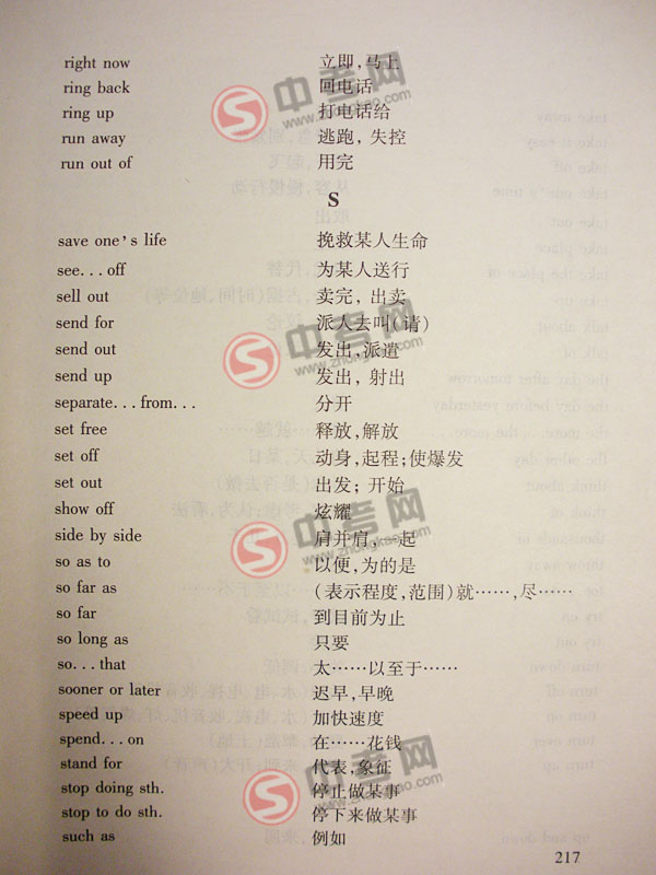 2010年北京英语中考说明下载-附录4习惯用语和固定搭配I-W5
