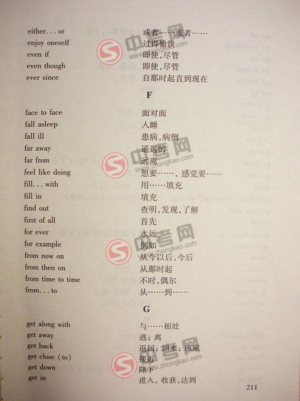 2010年北京英语中考说明下载-附录4习惯用语和固定搭配A-H4