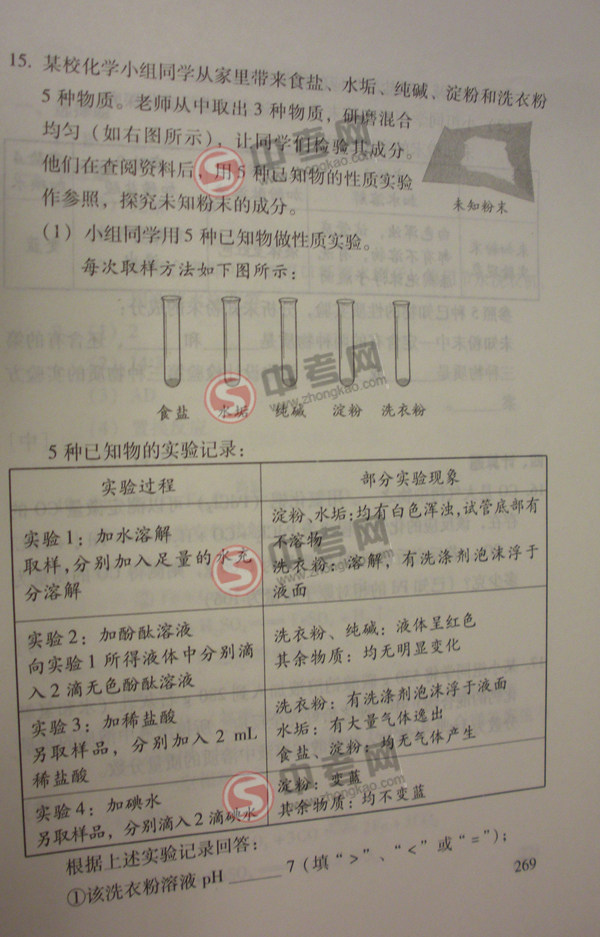2010年北京化学中考说明下载-题型示例8