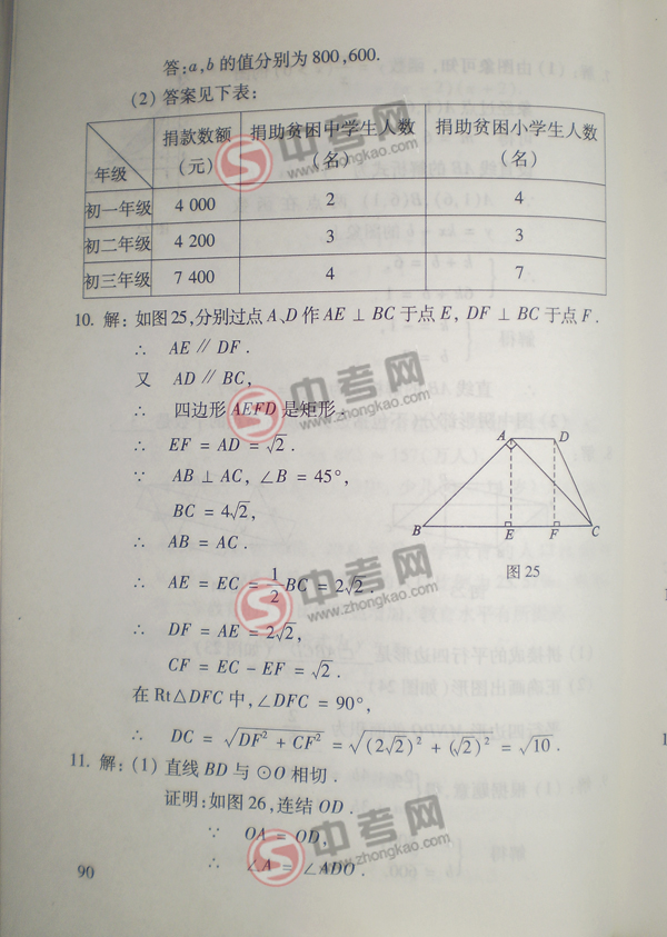 2010年北京中考说明数学-题型示例练习答案4