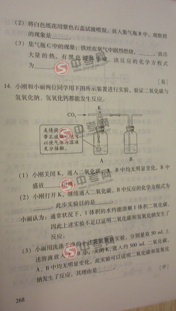 2010年北京化学中考说明下载-题型示例7