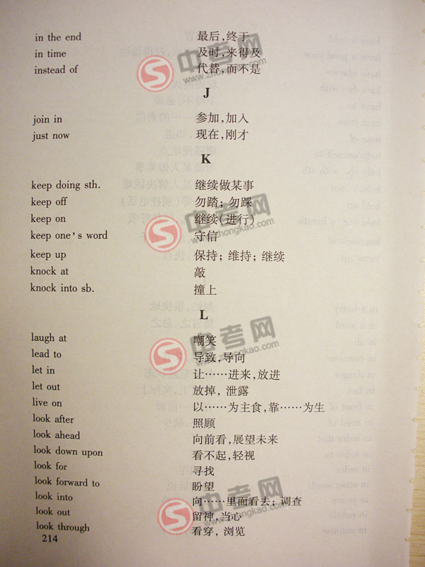 2010年北京英语中考说明下载-附录4习惯用语和固定搭配I-W2