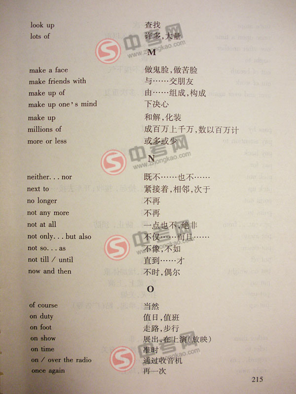 2010年北京英语中考说明下载-附录4习惯用语和固定搭配I-W3