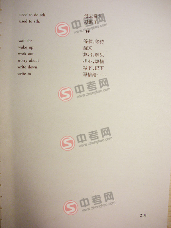 2010年北京英语中考说明下载-附录4习惯用语和固定搭配I-W7