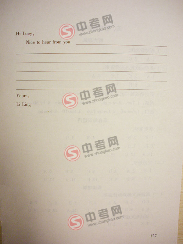 2010年北京英语中考说明下载-题型示例书面表达3