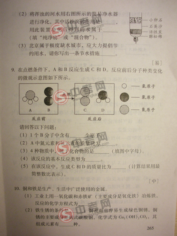2010年北京化学中考说明下载-题型示例4