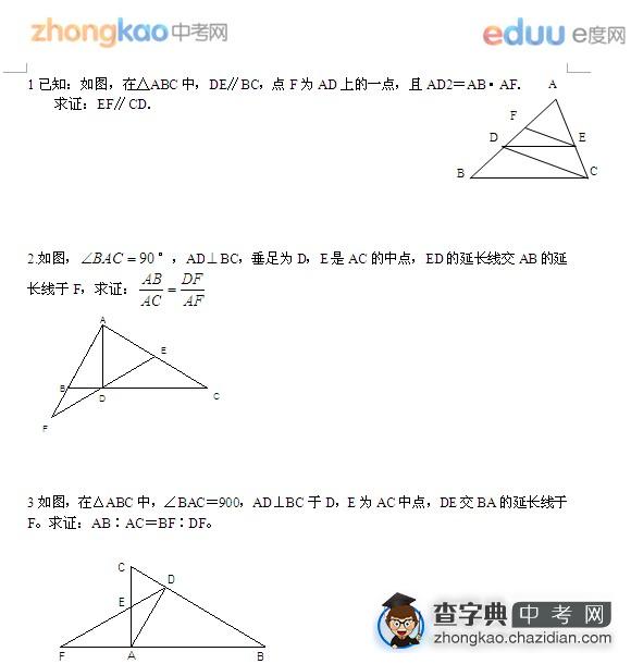 初中数学相似三角形专项练习题11