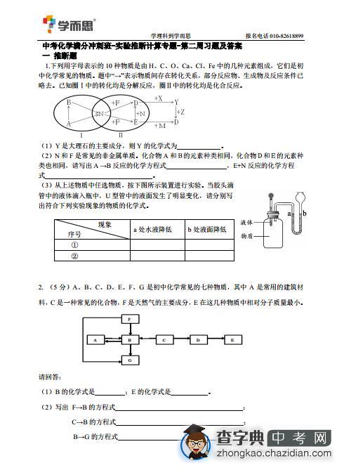 2014中考化学备考：实验推断专题1