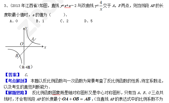 2014成都中考数学试卷分类汇编：反比例函数2