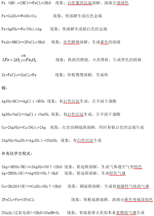 2011年中考复习：初三化学方程式按元素归类总结8