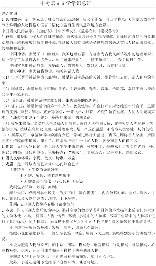 2011中考复习：中考考试中文学常识汇总8