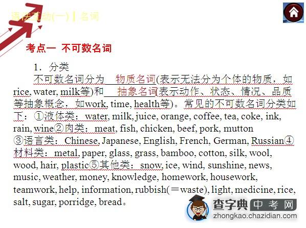 2014中考英语复习语法专题突破一： 名词1