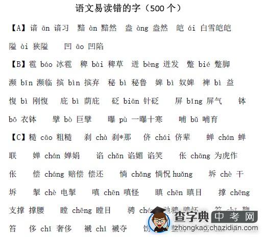 2014中考语文易错字500个1