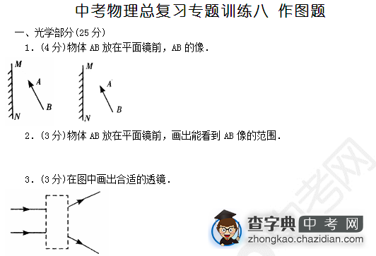 中考物理总复习专题训练八 作图题1