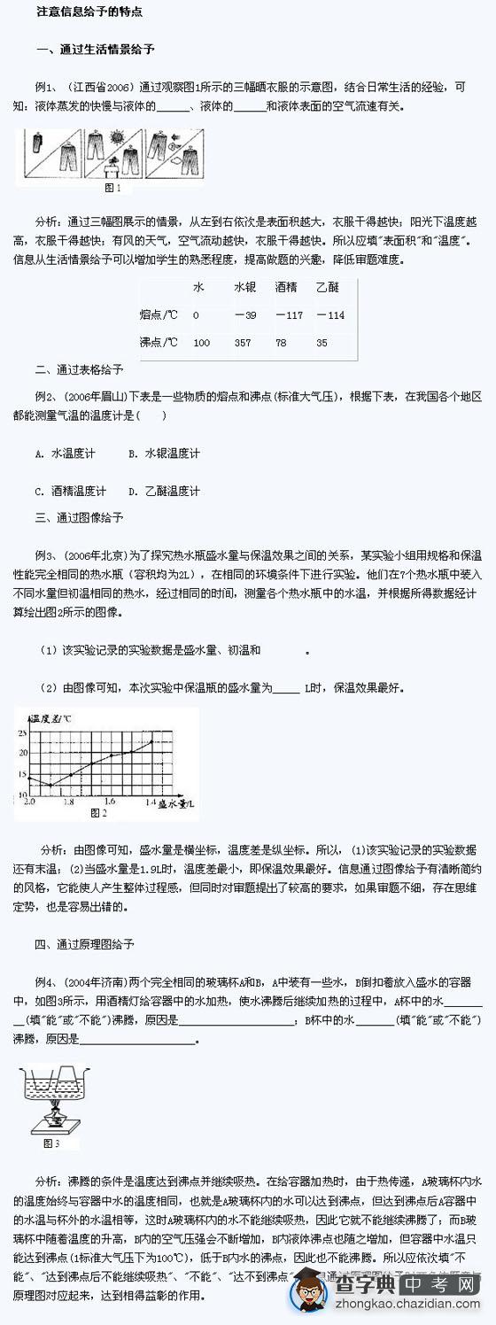 2015年中考物理辅导物态变化：信息给予特点1