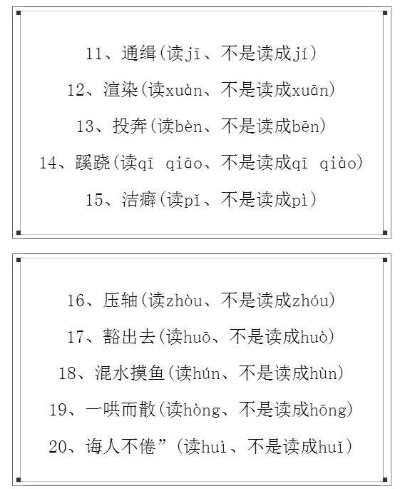 中考语文中失分最多的50个字2