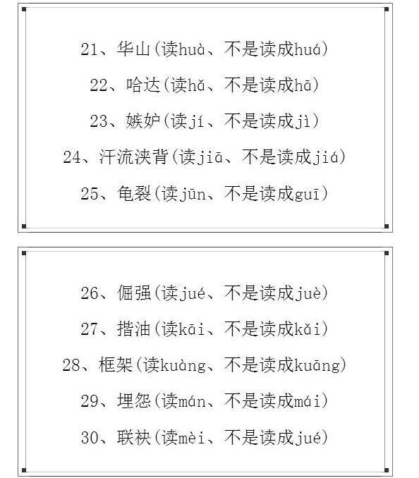中考语文中失分最多的50个字3
