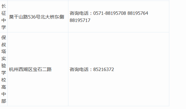 杭州各高中联系方式大全！3