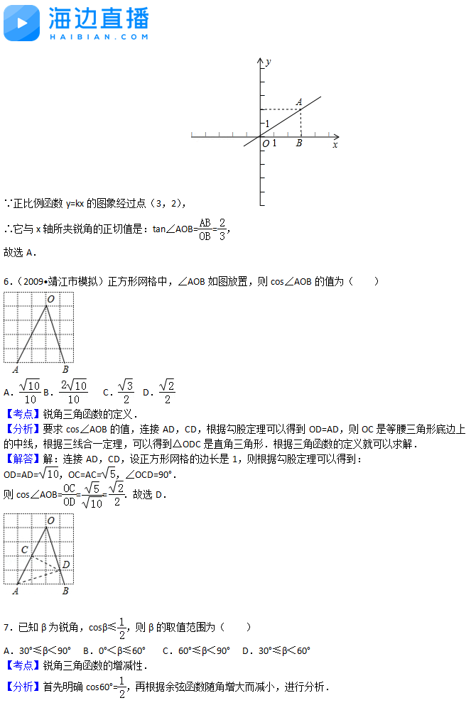 2017中考数学复习：三角函数易错题解析（二）4