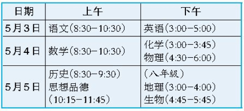 17年厦门中考质检时间安排公布1