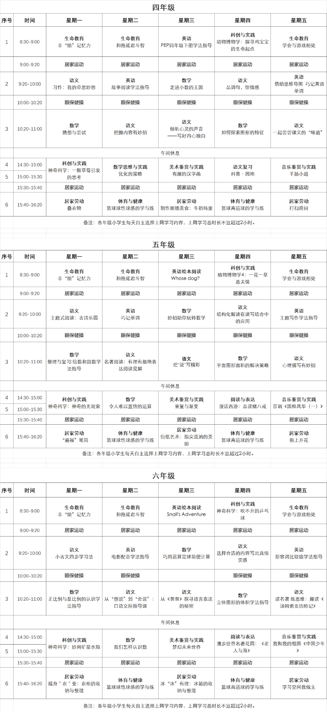 广东中小学“粤课堂”课程表完整版公布（4月13日2