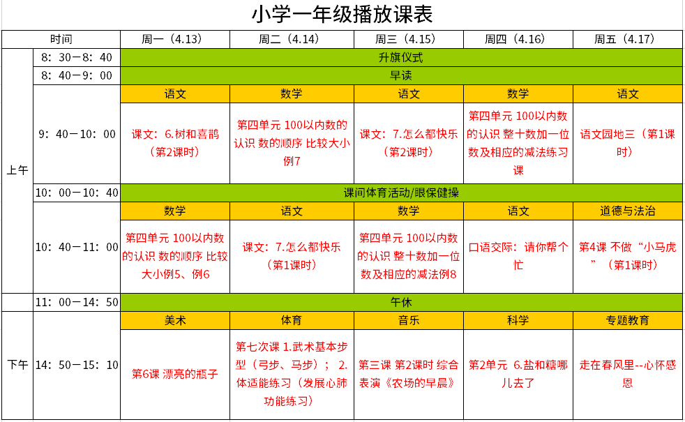 安徽宣城中小学“空中课堂”课程表完整版公布（4月13日1