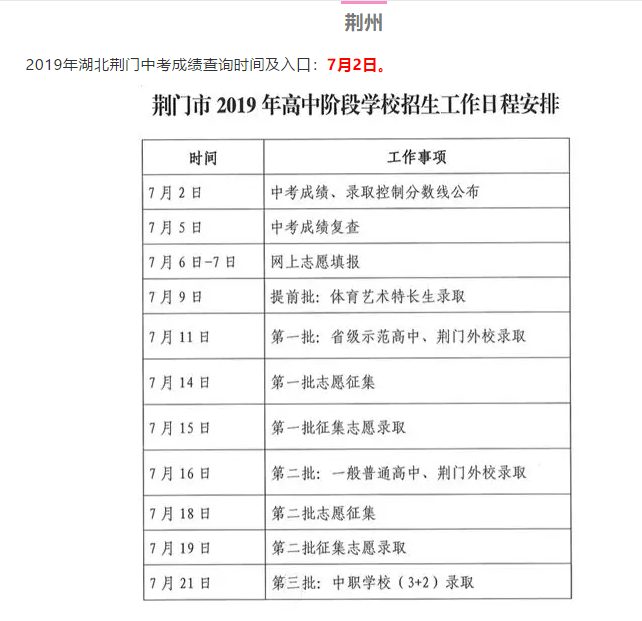 2019年湖北荆州中考查分时间已公布1