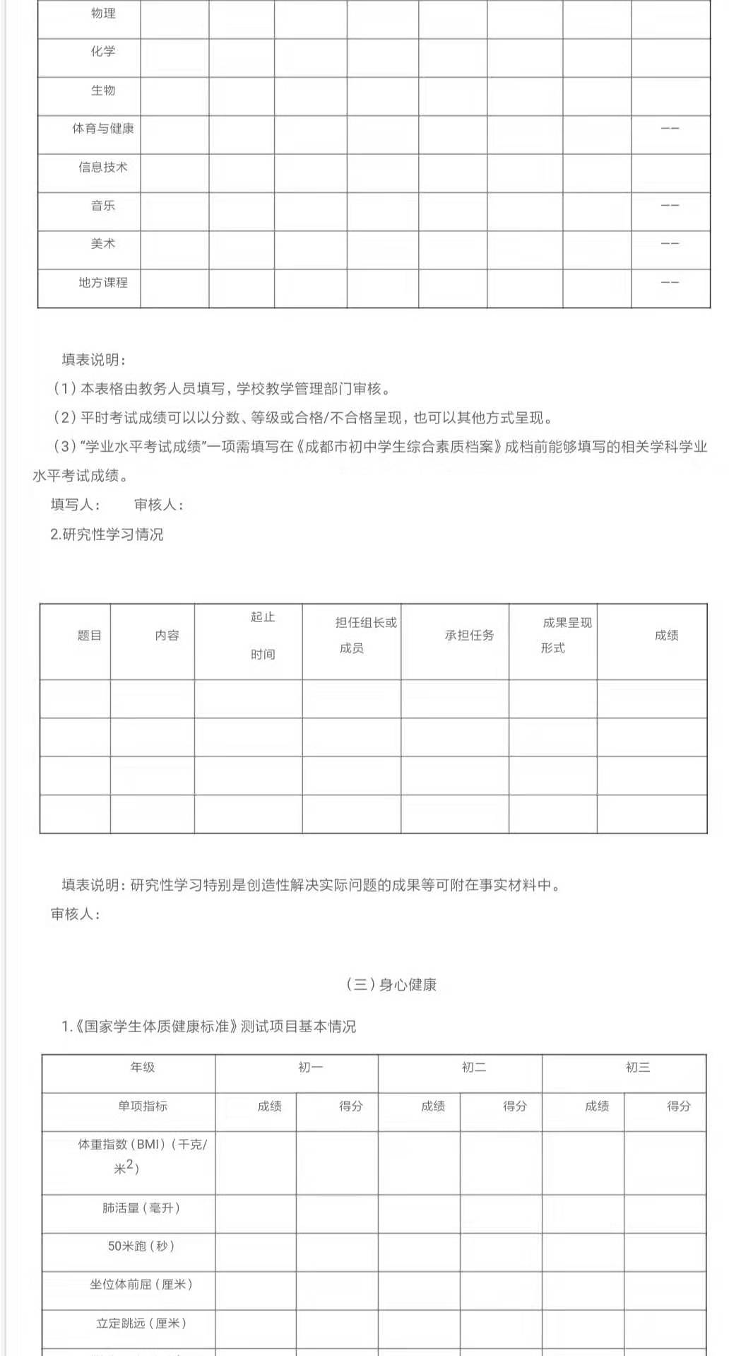 2020年成都初中综合素质评价实施方案6