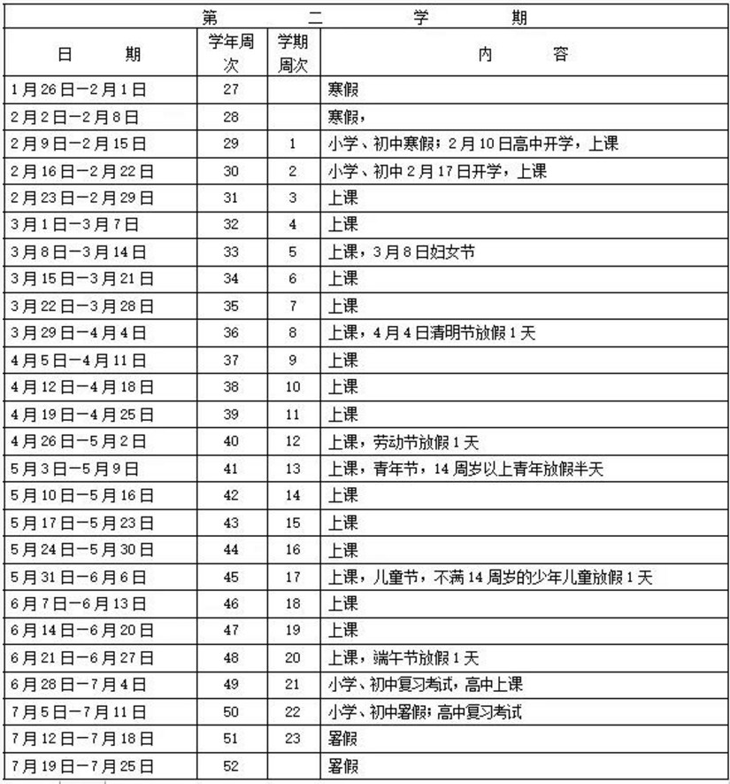 2019广东省汕头市中小学校历时间表公布2