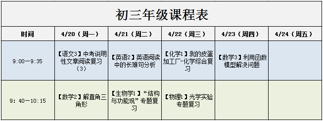 北京中小学“空中课堂”课程表完整版公布（4月20日9
