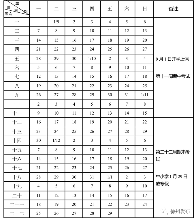 2020年江苏省中小学秋季开学时间安排1